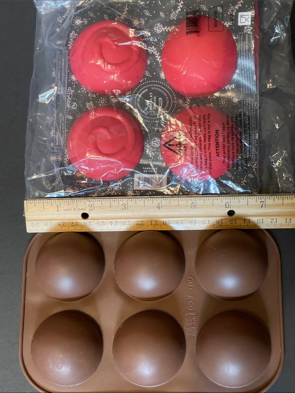 Silicone 6-Cavity Brown Dome Mold for Hot chocolate bomb making or crafting